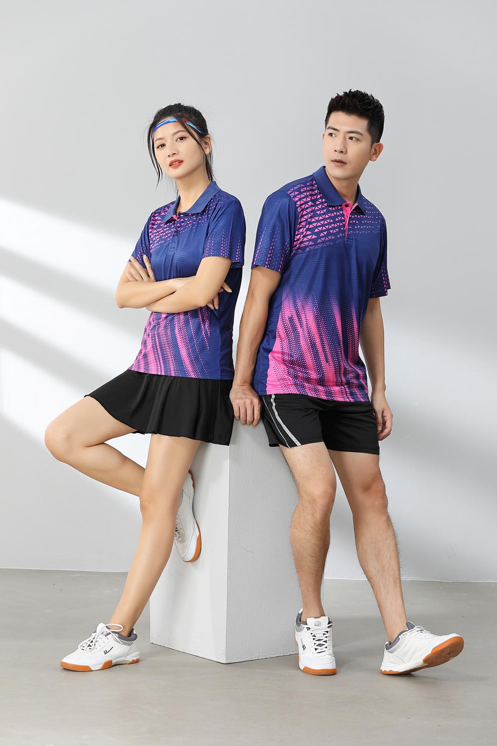 Short-sleeved lapel breathable quick-drying badminton suit 120-1897 adult version