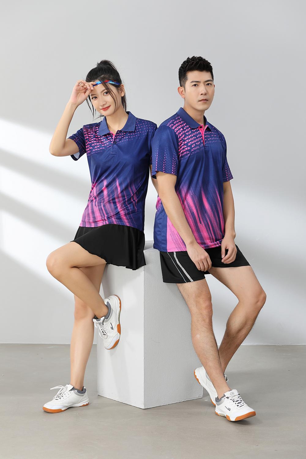 Short-sleeved lapel breathable quick-drying badminton suit 120-1897 adult version