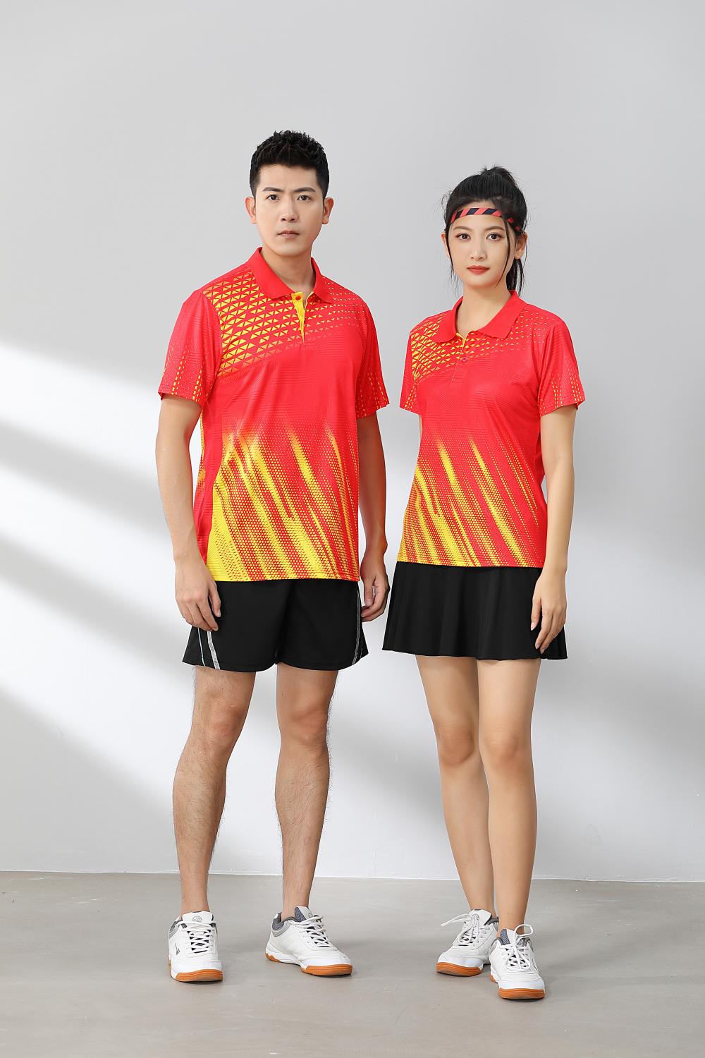 Short-sleeved lapel breathable quick-drying badminton suit 120-1897 adult version