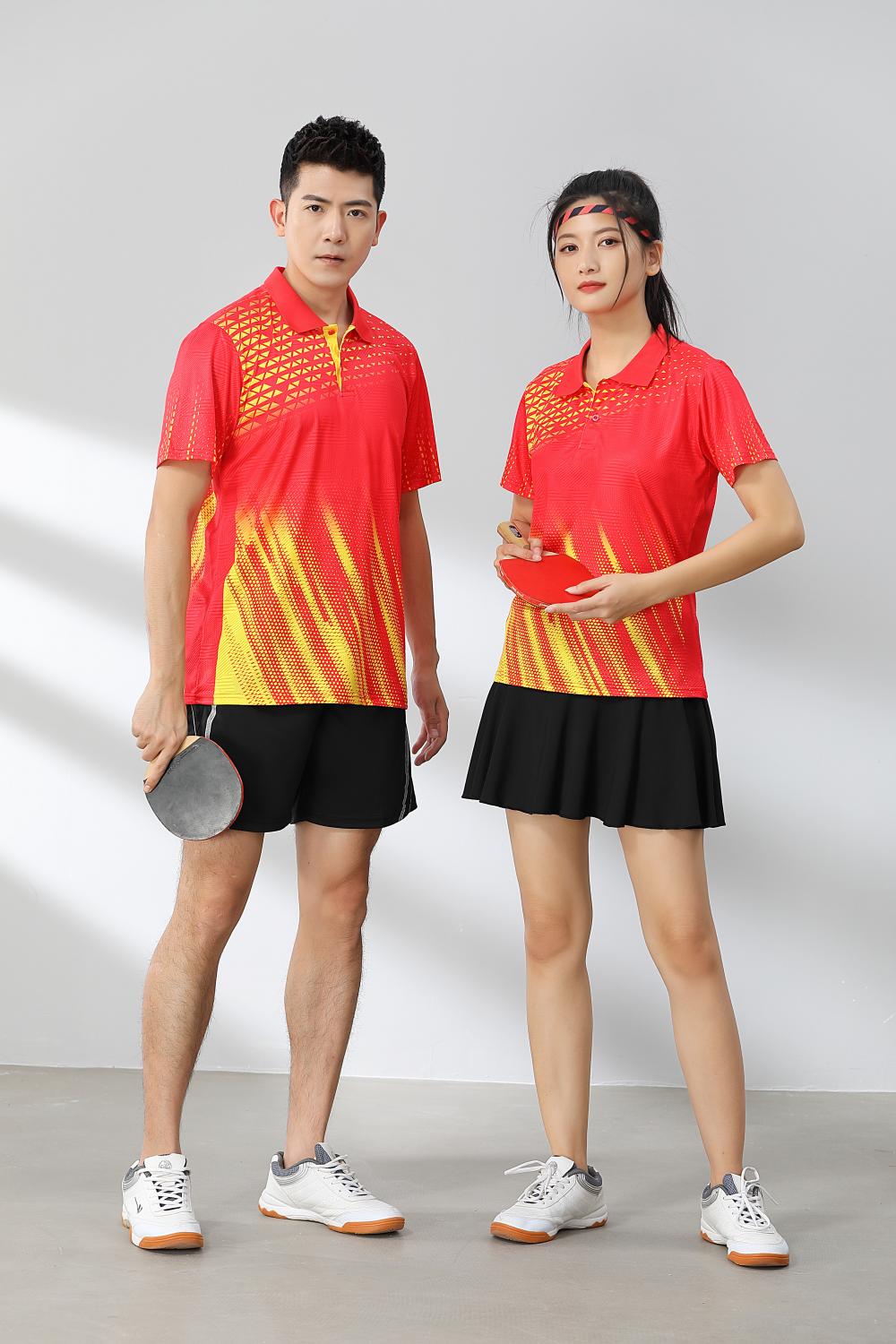 Short-sleeved lapel breathable quick-drying badminton suit 120-1897 adult version