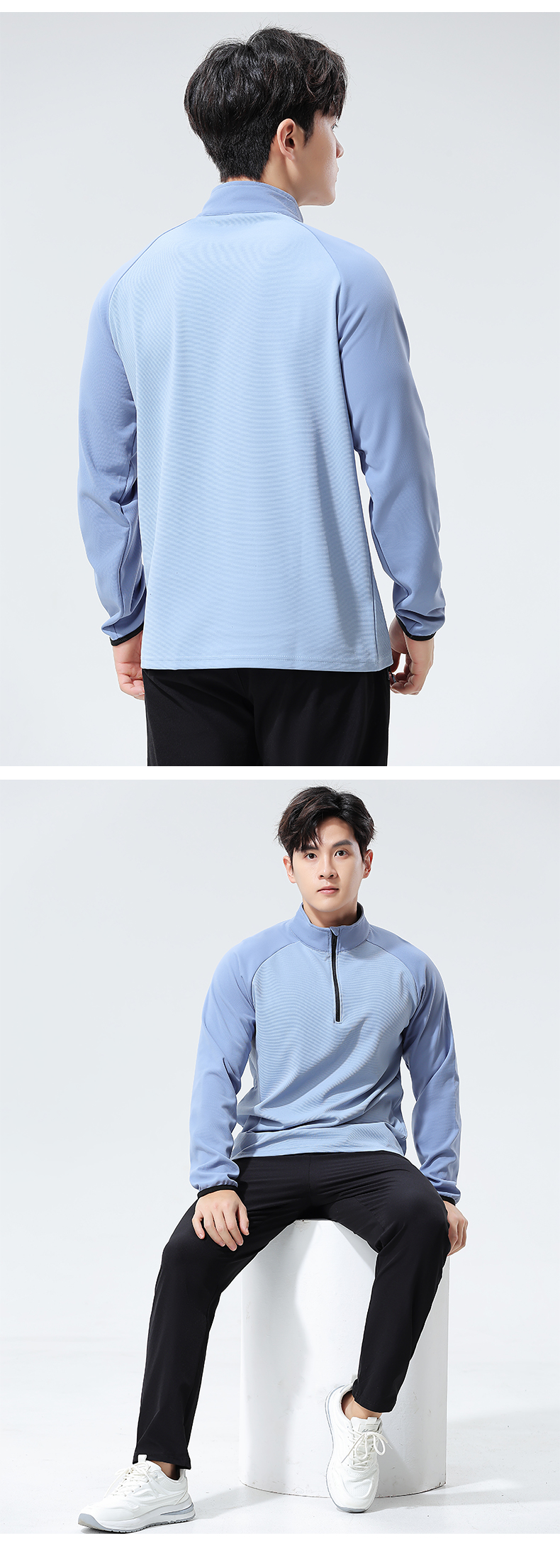 Half zip color matching men sports long sleeve G19-3310