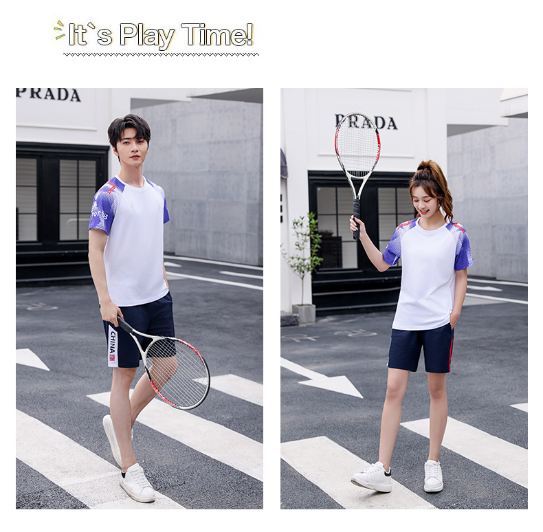 Summer men and women sportswear breathable T-shirt short set KE4-T666