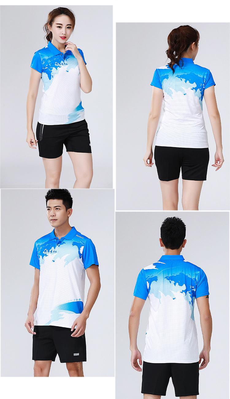 Quick-drying casual sports badminton clothing lapel tops for men and women 110-1656