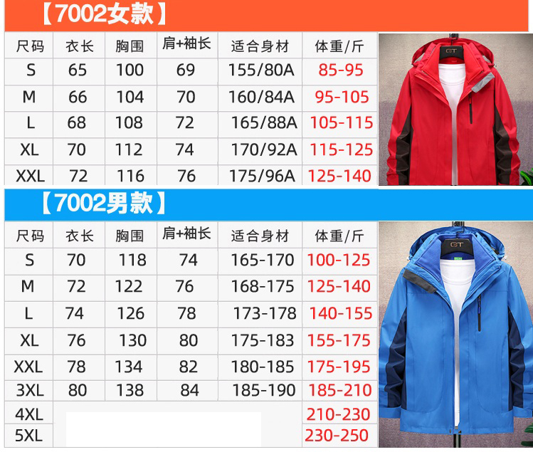 Travel mountaineering windproof and waterproof three-in-one detachable double-sided polar fleece liner jacket for women YZ01-7002