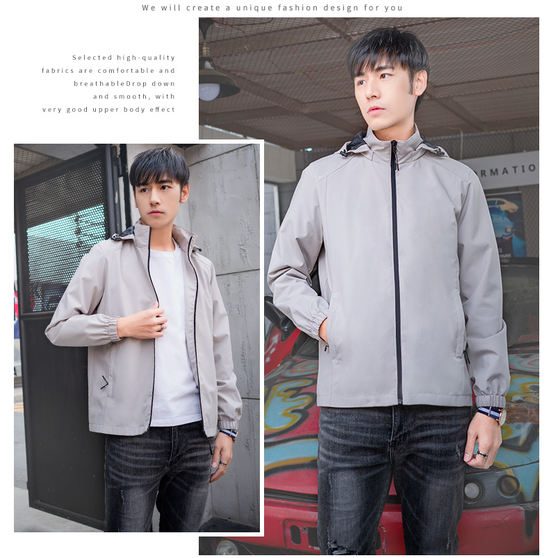 Spring and autumn windproof hood detachable thin single-layer jacket top KC1-0083