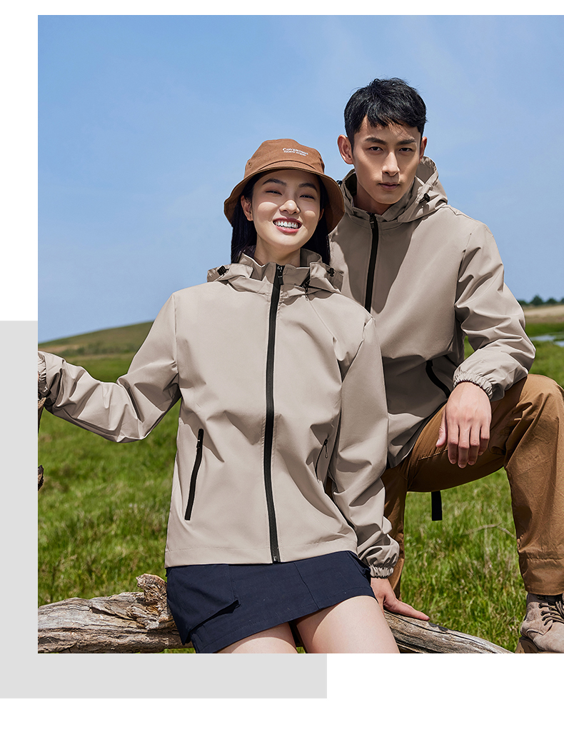 Outdoor single-layer jacket thin version (detachable hood, stand-up collar, single-layer jacket) 223-672