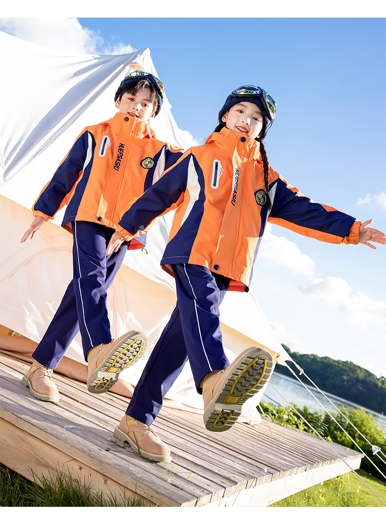 Polar fleece liner outdoor windproof jacket for children 215-9105 three-piece set (with label)