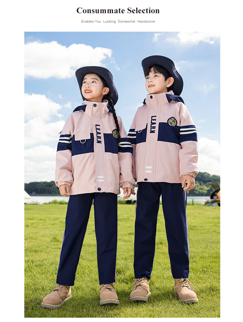 Campus style autumn and winter warm outdoor jacket for children 215-9118 two-piece set (with label)