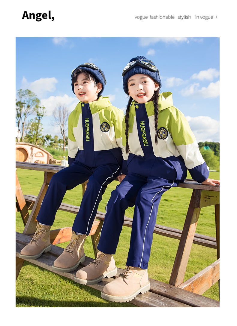 Campus style warm jacket three-in-one children style 215-9135 three-piece set (with label)