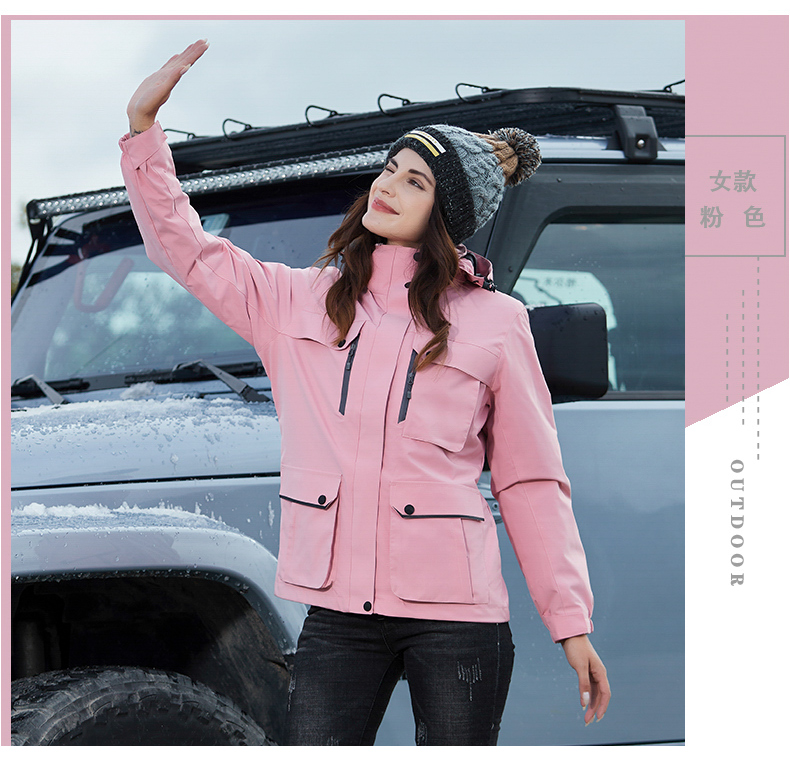 Outdoor polar fleece jacket for men and women couples three-in-one two-piece suit KF2-6088 polar fleece for women