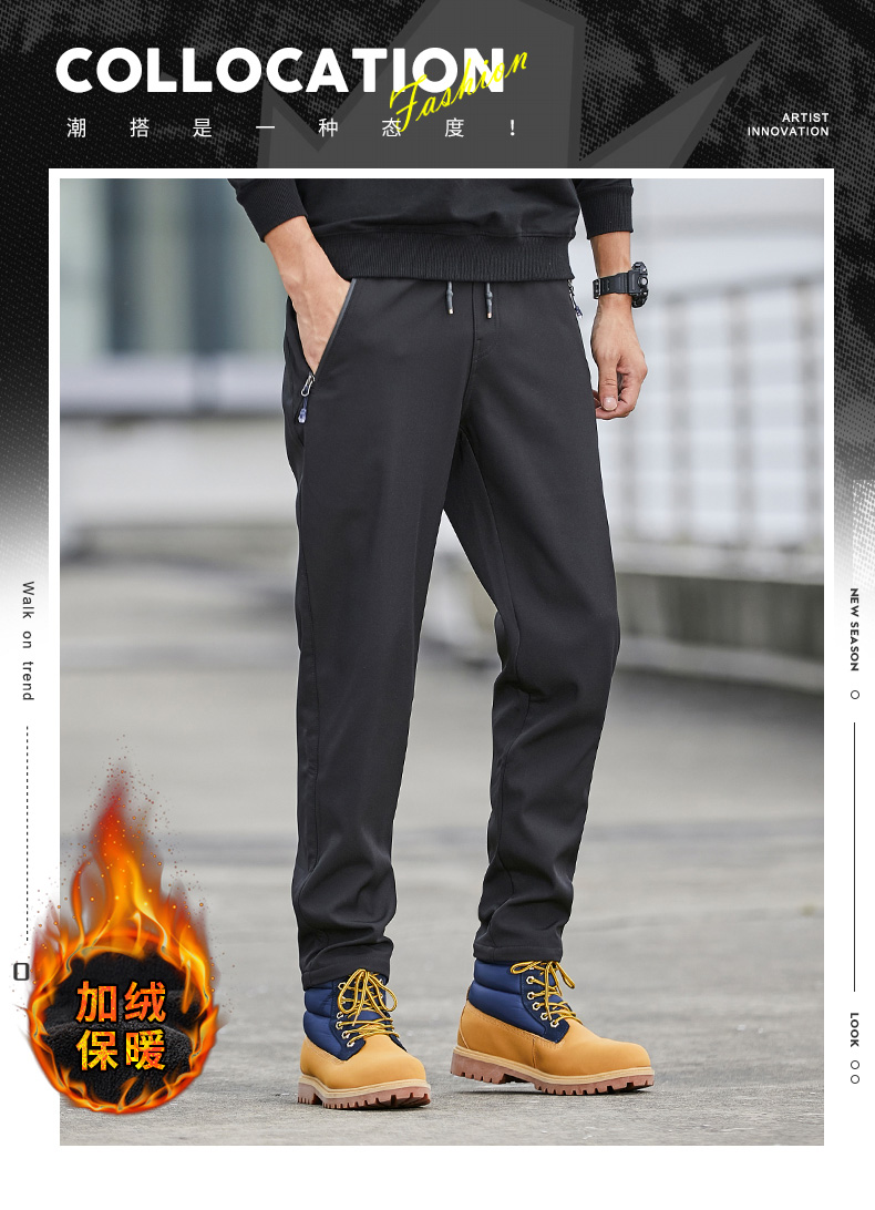 Outdoor casual men flat-leg cuffs plus velvet warm soft shell assault pants KD2-L992829