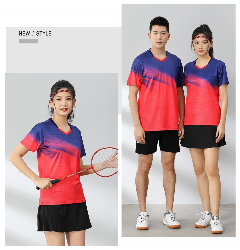 Sports quick-drying short-sleeved V-neck training suit badminton suit 120-1896 adult style