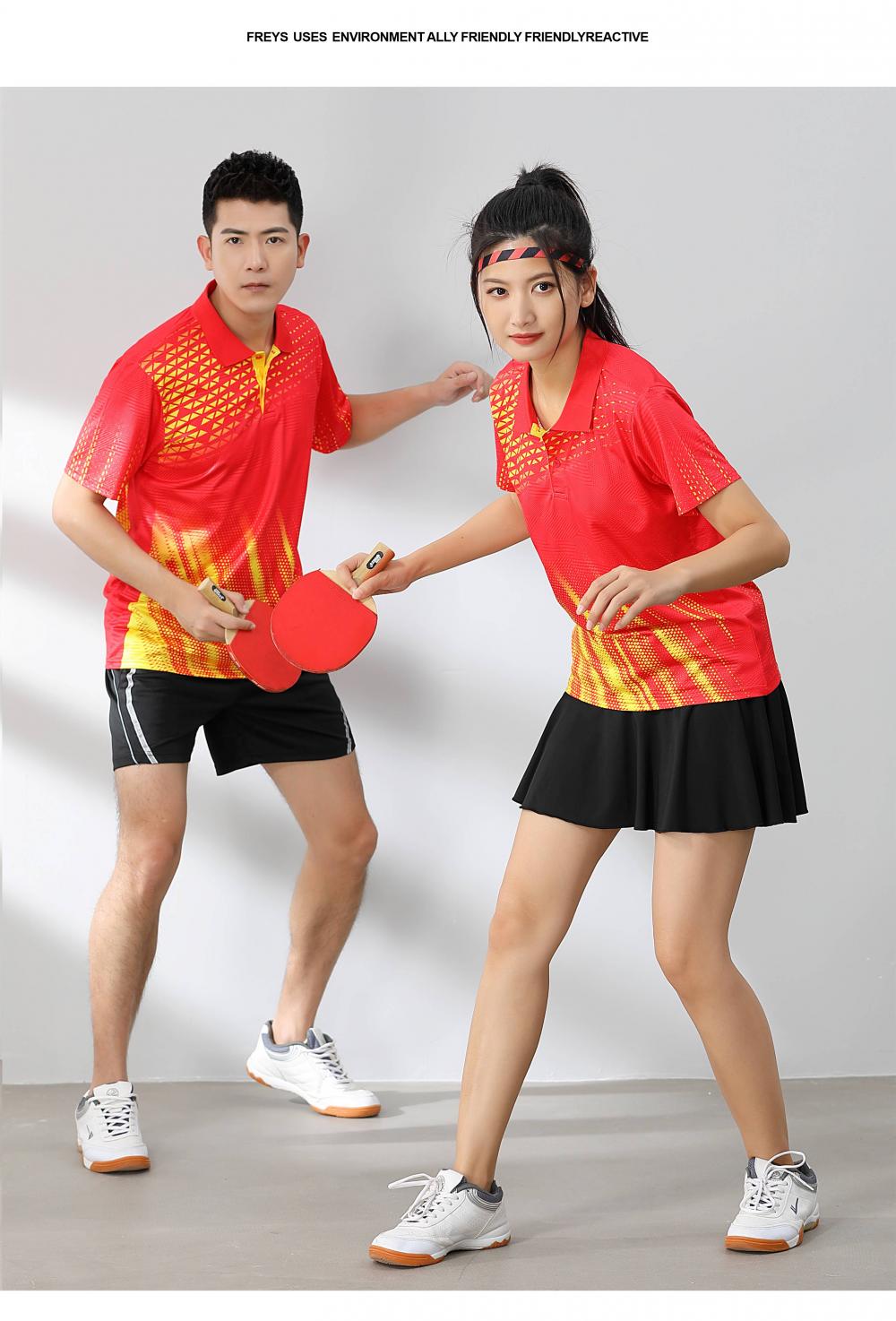 Short-sleeved lapel breathable quick-drying badminton suit 120-1897 adult version