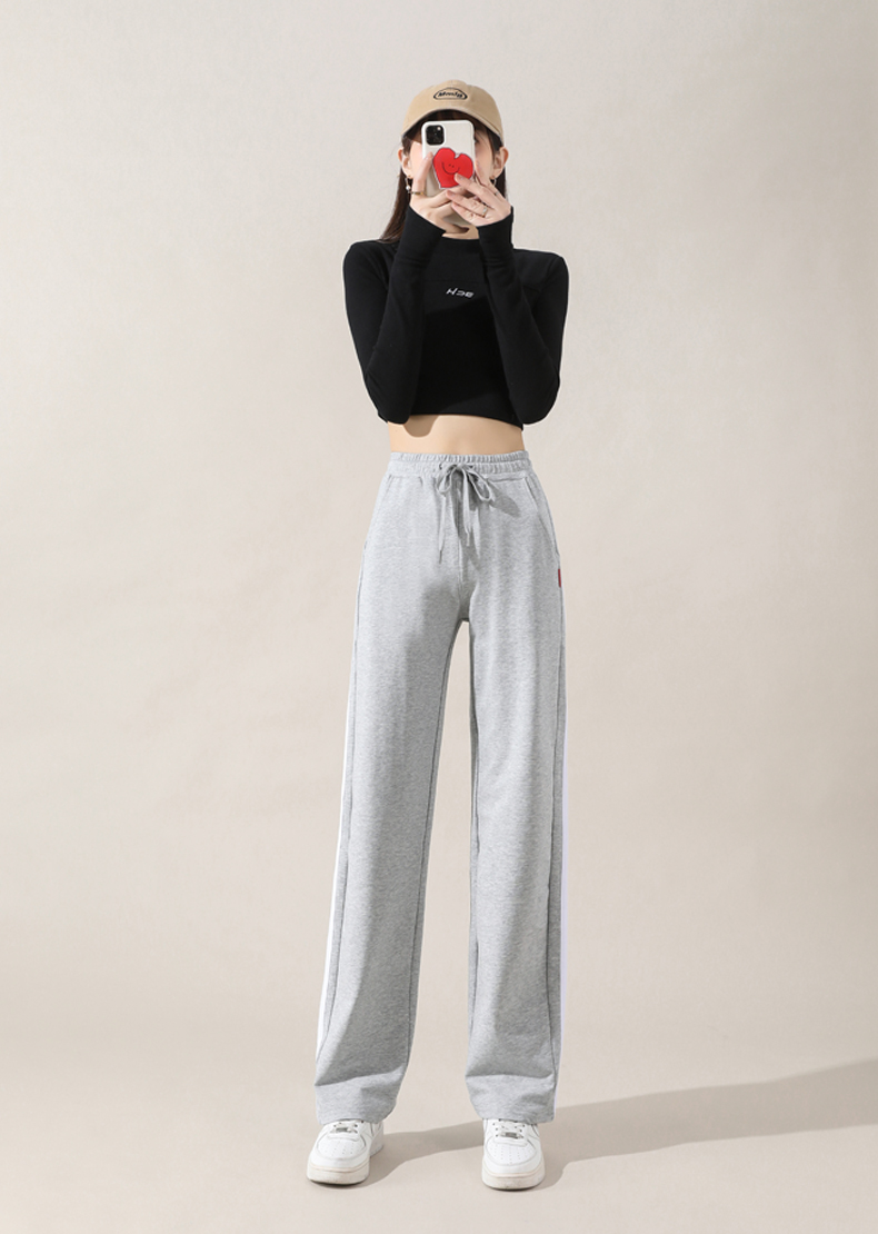 Spring and autumn casual sweatpants wide-leg pants elastic waist cotton straight trousers G32-XZ508