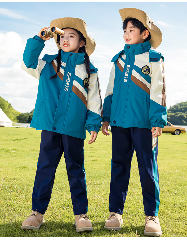 Campus style autumn and winter outdoor leisure jacket for children 215-9119 two-piece set (with label)