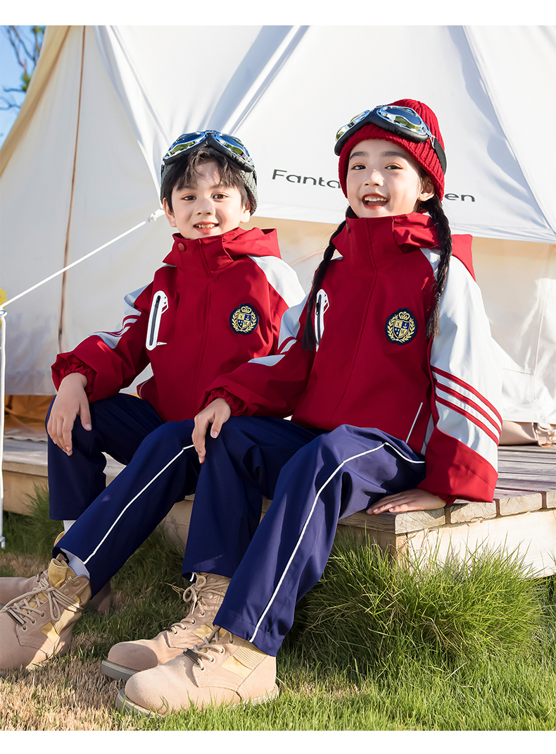 Campus style outdoor warm jacket three-in-one children style 215-9132 three-piece set (with label)