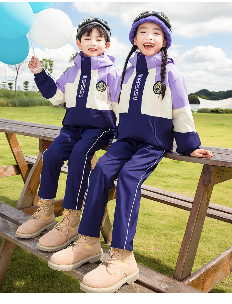 Campus style warm jacket three-in-one children style 215-9136 two-piece set (with label, pin badge)