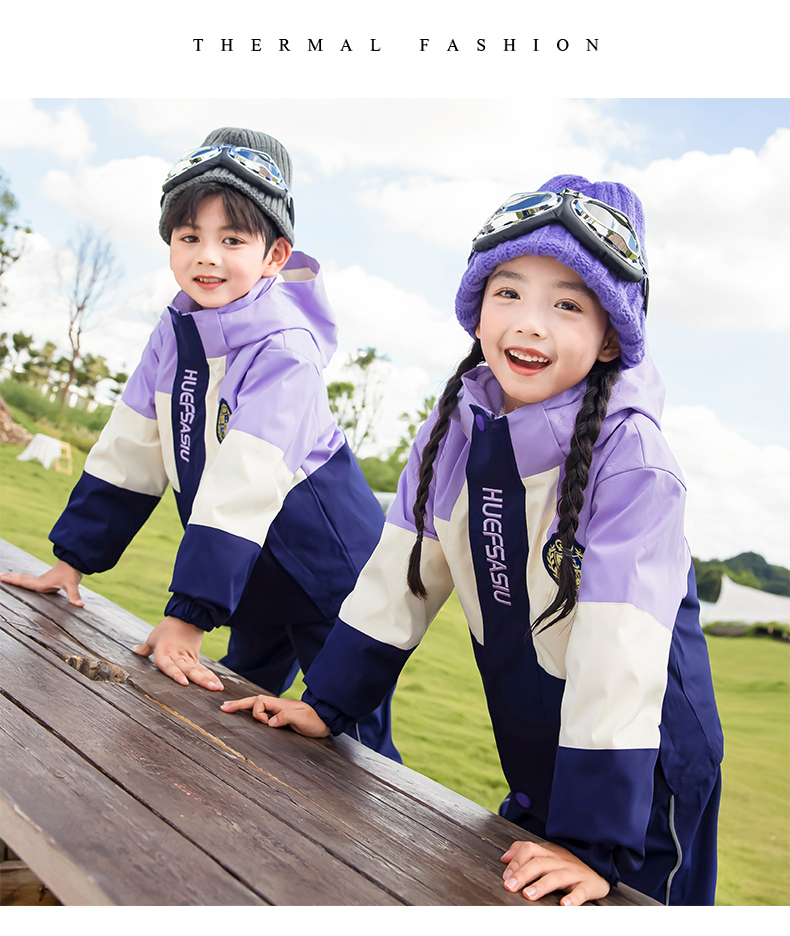 Campus style warm jacket three-in-one children style 215-9136 three-piece set (with label, pin badge)