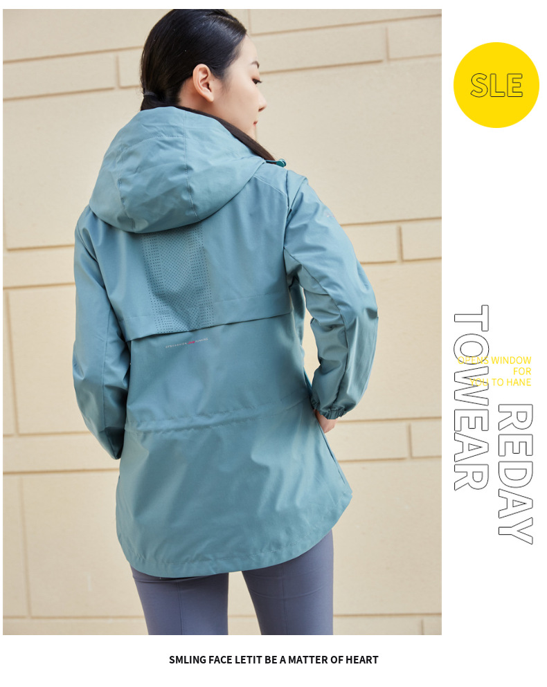 Outdoor hooded mid-length single-layer center jacket women top KP1-99786