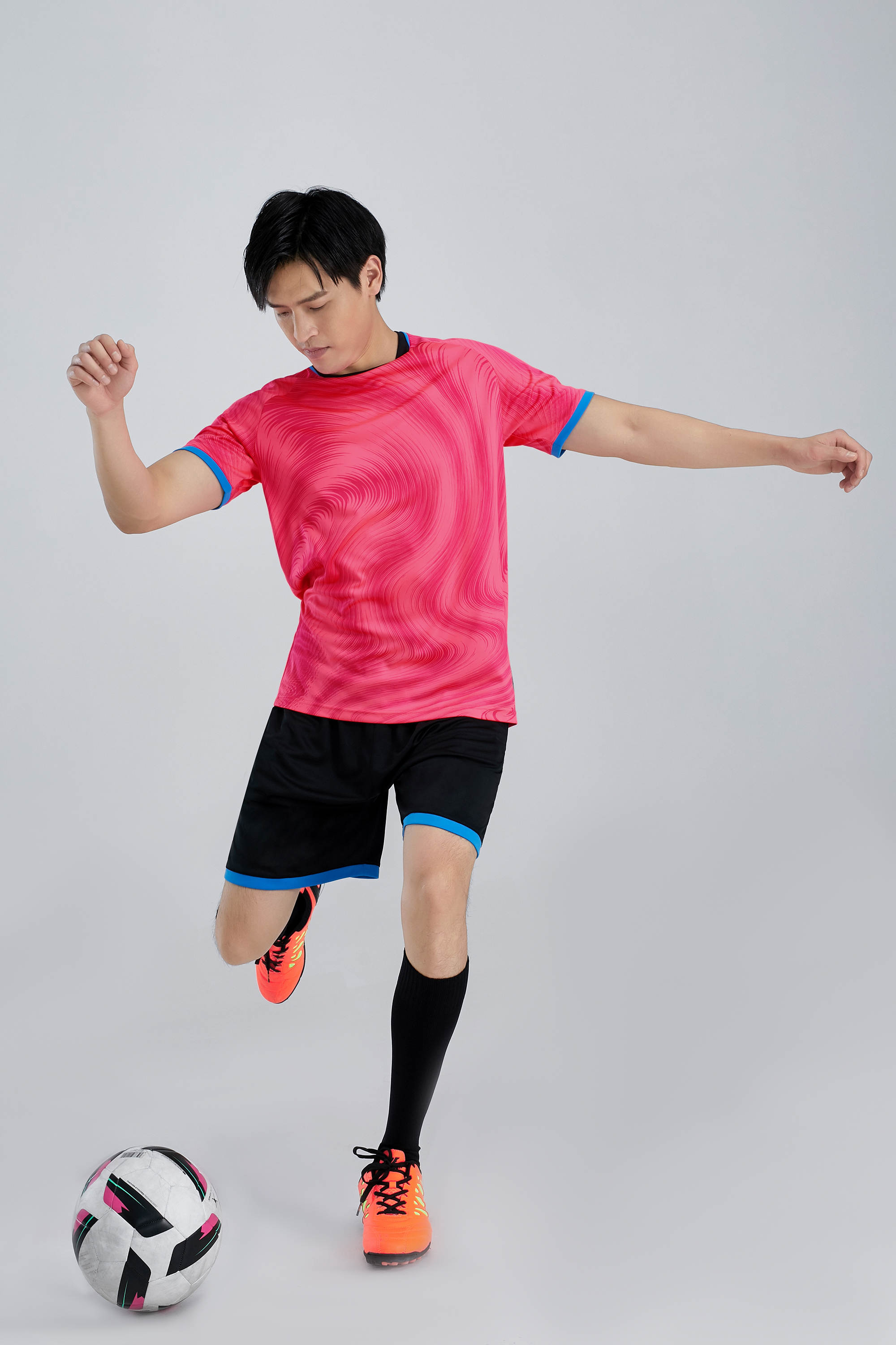 Black collar print quick-drying football training suit for adults GR4-D8866