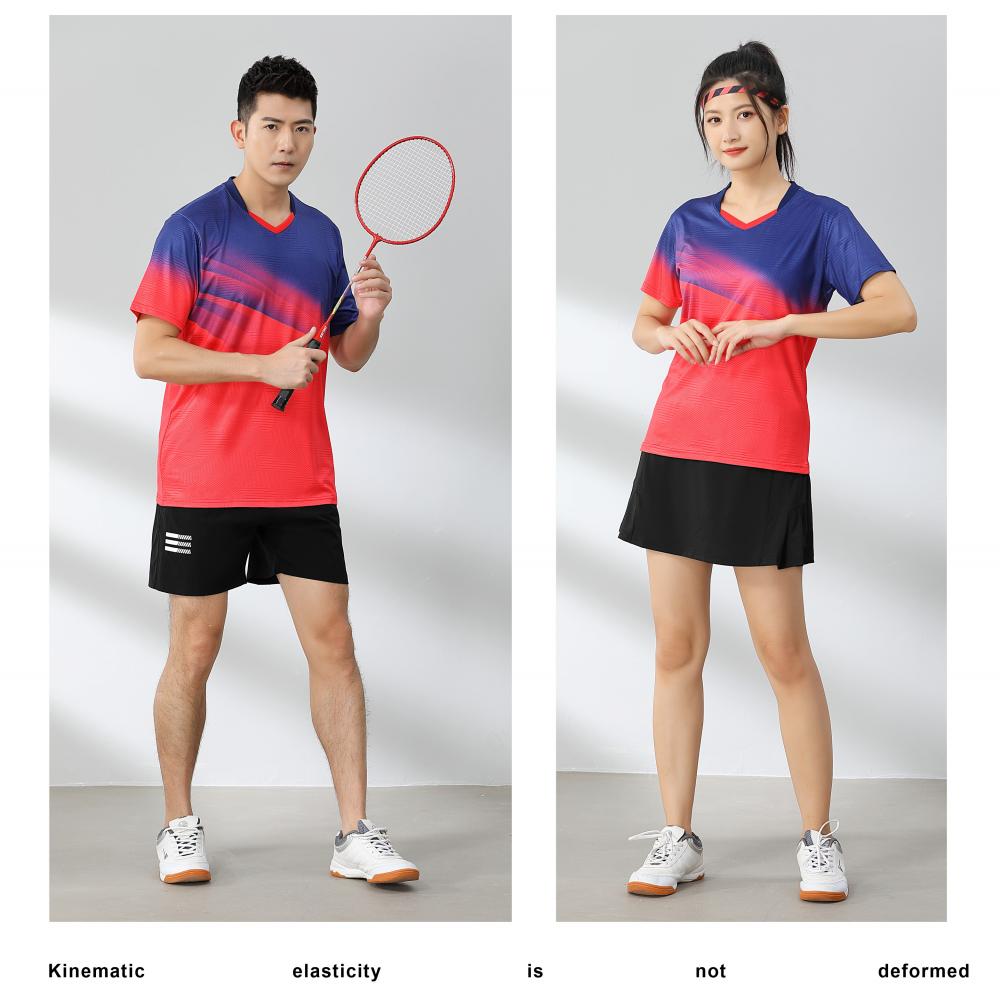 Sports quick-drying short-sleeved V-neck training suit badminton suit 120-1896 adult style