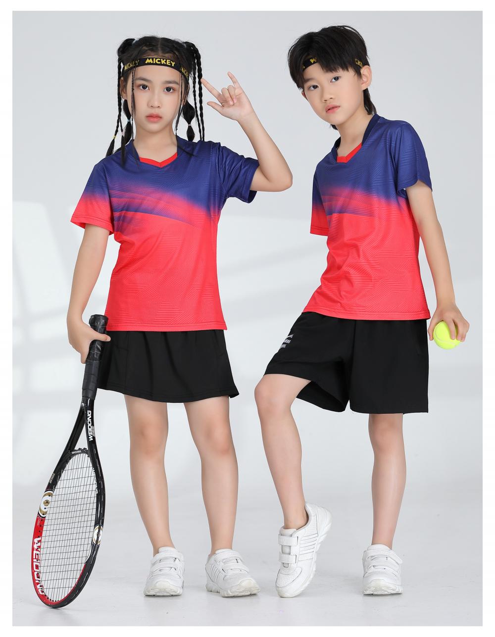 Sports quick-drying short-sleeved V-neck training suit badminton suit 120-1896 adult style