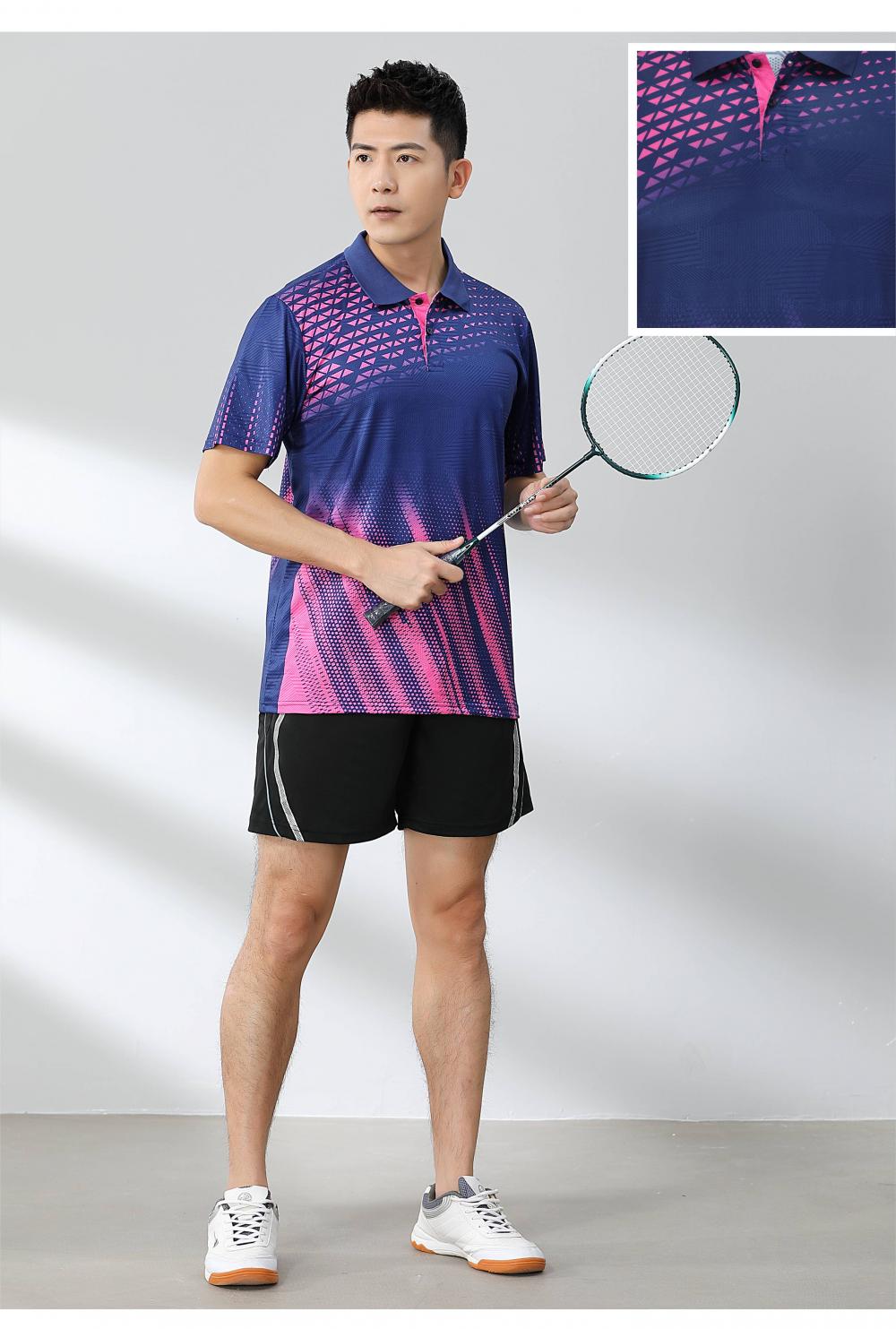 Short-sleeved lapel breathable quick-drying badminton suit 120-1897 adult version