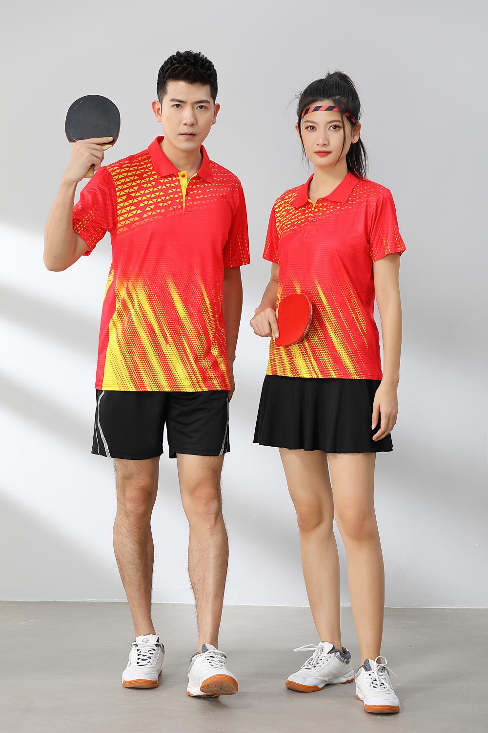 Short-sleeved lapel breathable quick-drying badminton suit 120-1897 adult version