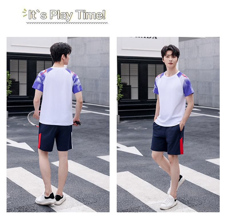 Summer men and women sportswear breathable T-shirt short set KE4-T666