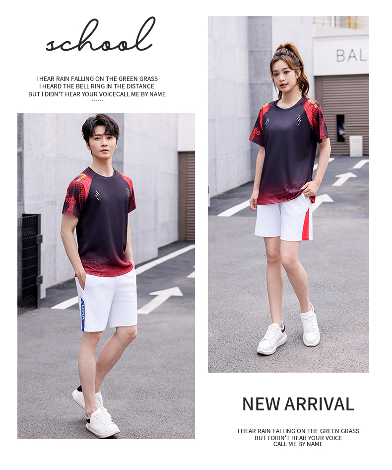 Summer men and women sportswear breathable T-shirt short set KE4-T666