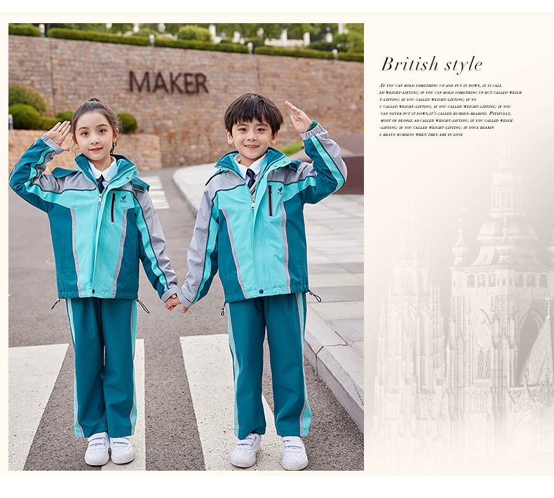 Polar fleece liner removable wear-resistant cold-proof three-in-one jacket for primary and secondary school students and teachers uniforms 894-2193