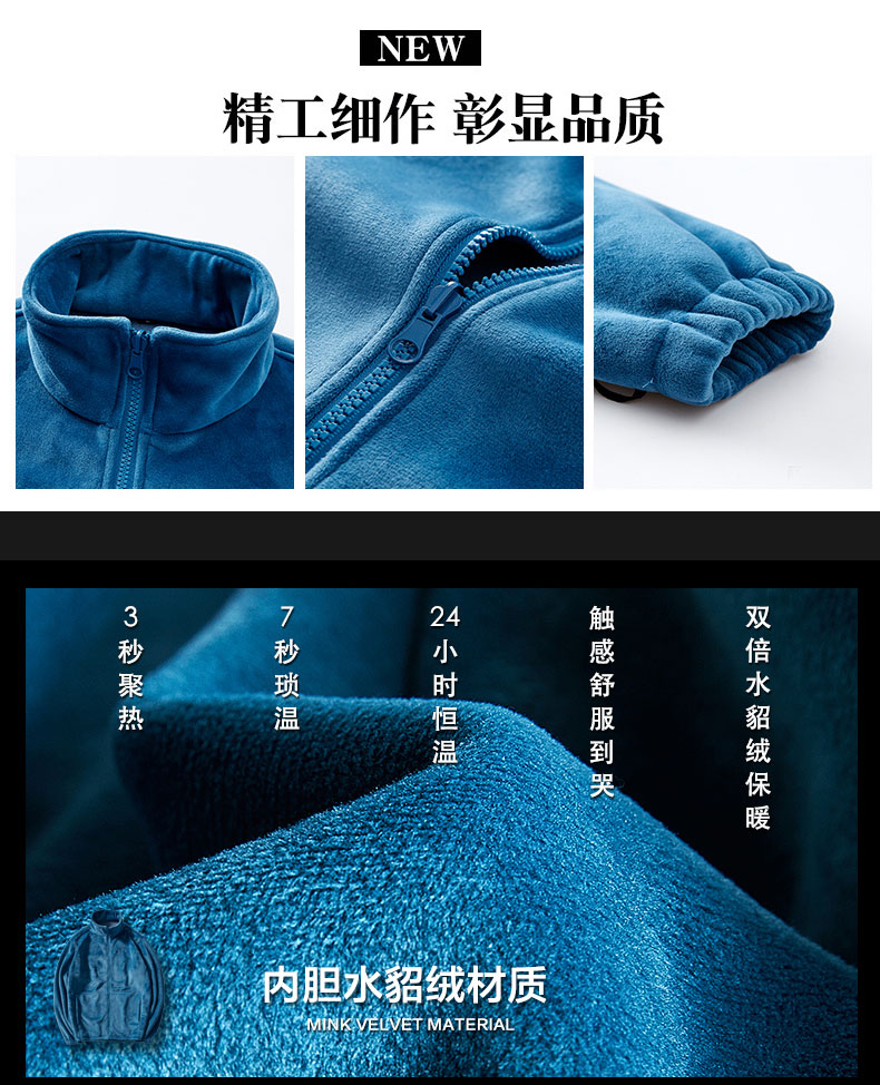 Windproof and warm mink fleece liner three-in-one jacket KS-1201 men