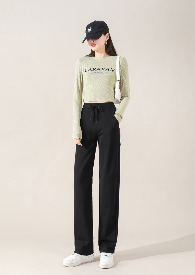 Spring and autumn casual sweatpants wide-leg pants elastic waist cotton straight trousers G32-XZ508