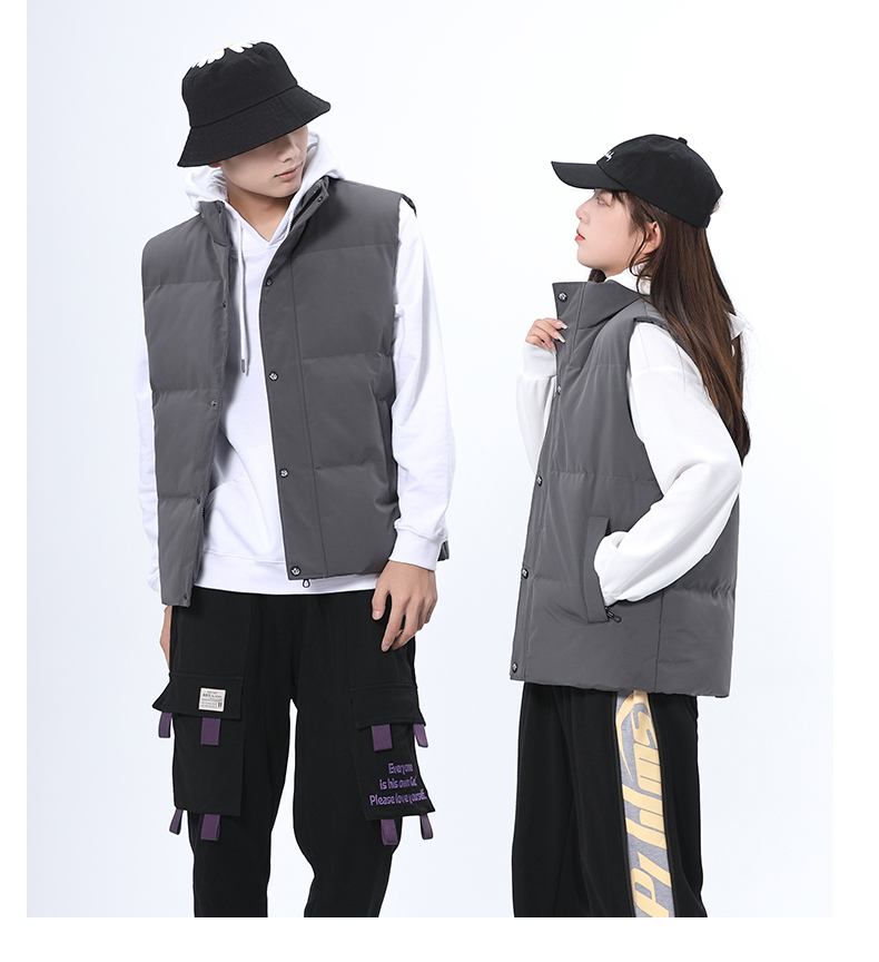 Down Cotton Vest Couple Sleeveless Waistcoat Stand Collar Jacket KC1-219