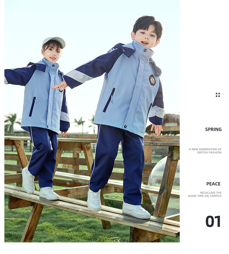 Children warm and windproof detachable jacket three-piece set 455-9307