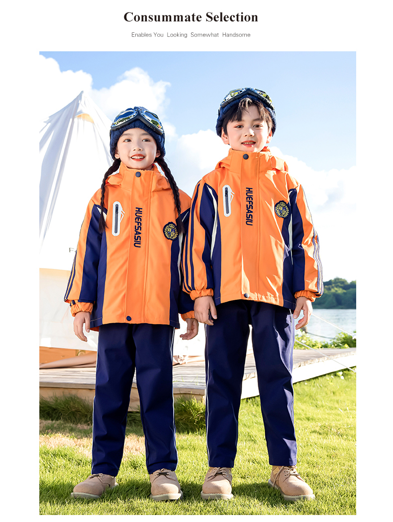 Polar fleece liner outdoor windproof jacket for children 215-9105 three-piece set (with label)