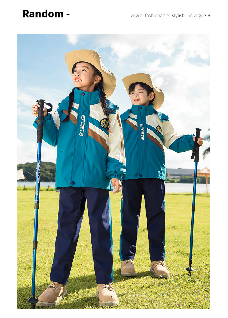 Campus style autumn and winter outdoor leisure jacket for children 215-9119 two-piece set (with label)