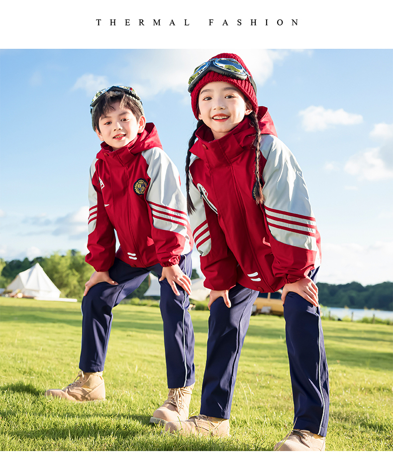 Campus style outdoor warm jacket three-in-one children style 215-9132 three-piece set (with label)