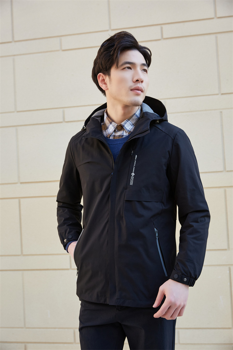 Outdoor hooded mid-length single-layer jacket men top KP1-99785