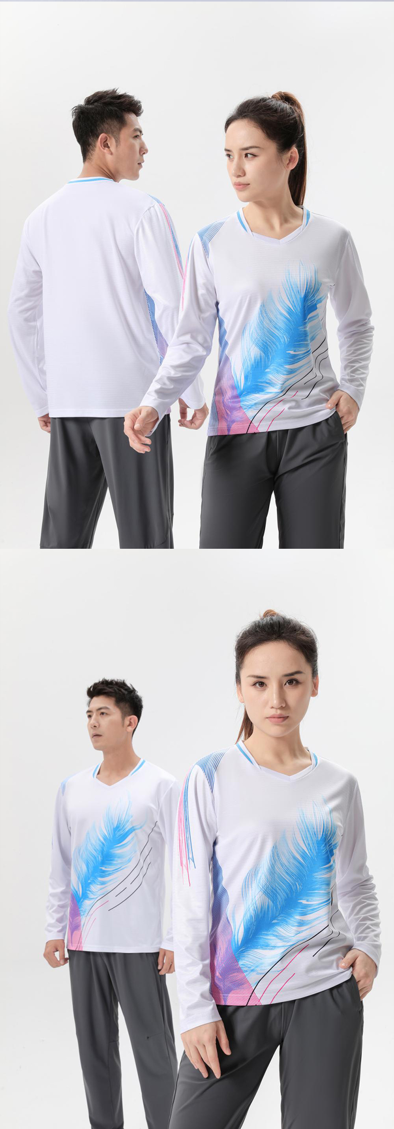 Table tennis badminton volleyball competition uniform sportswear long sleeve GB8-6622 women