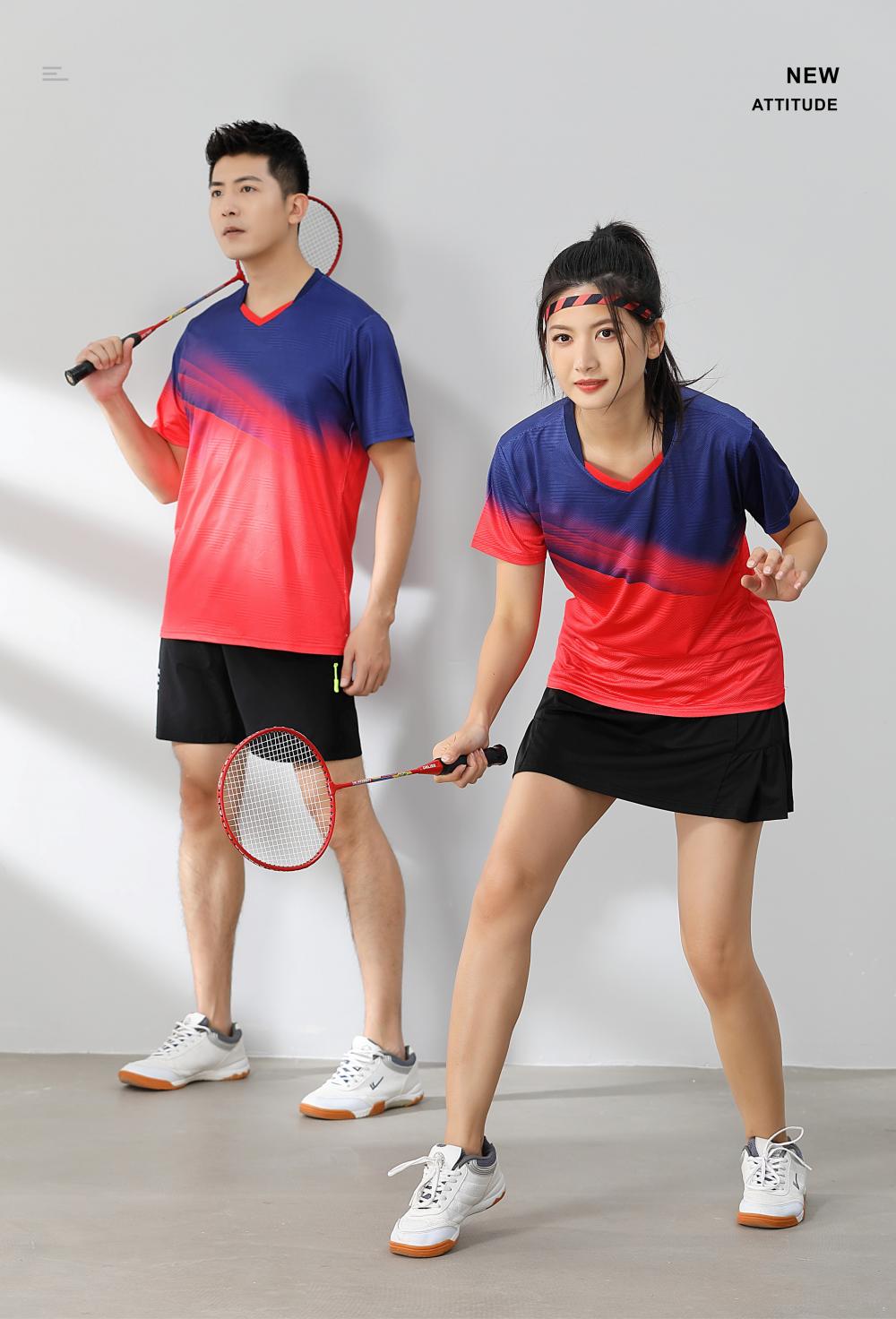 Sports quick-drying short-sleeved V-neck training suit badminton suit 120-1896 adult style