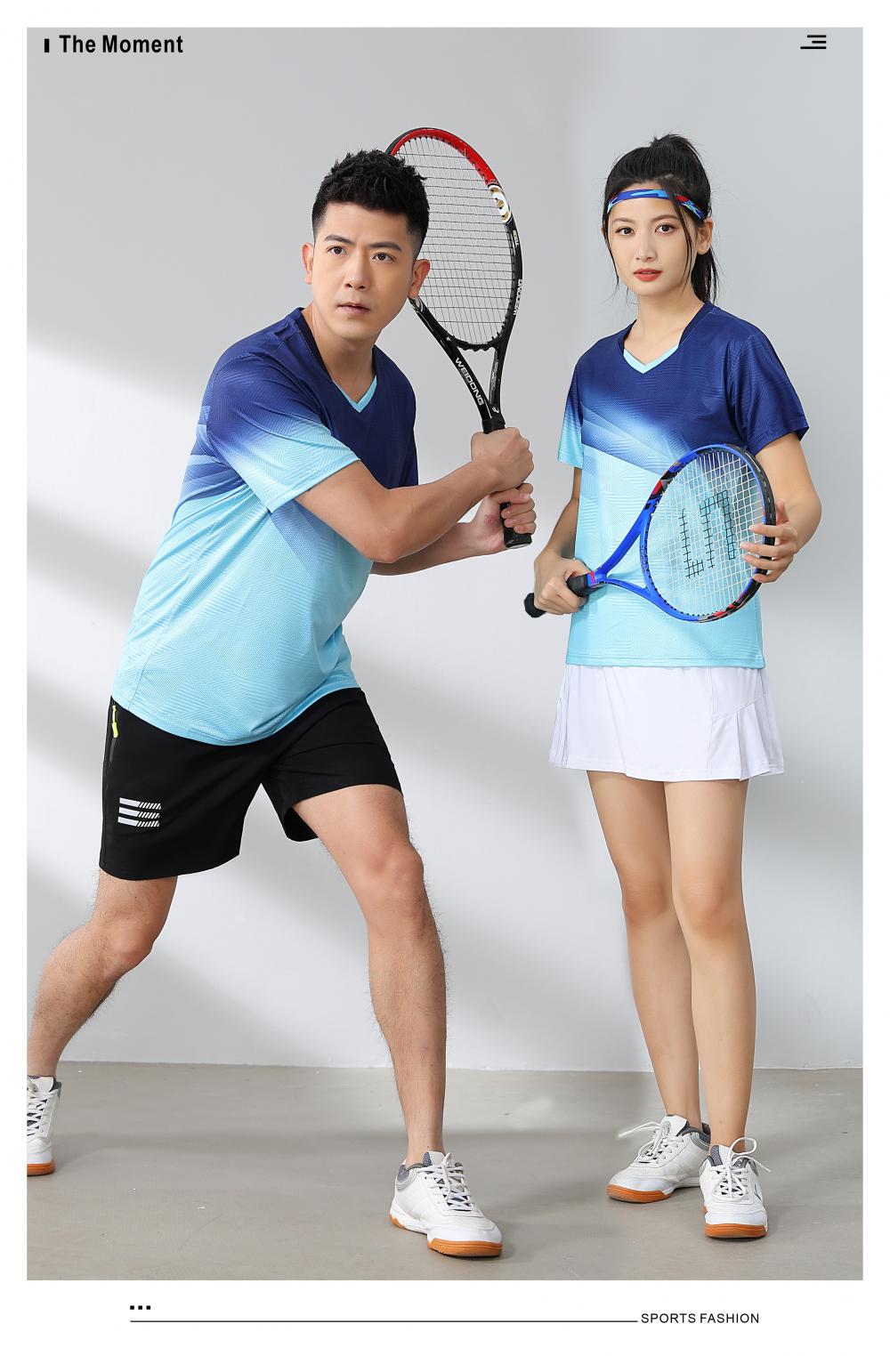 Sports quick-drying short-sleeved V-neck training suit badminton suit 120-1896 adult style