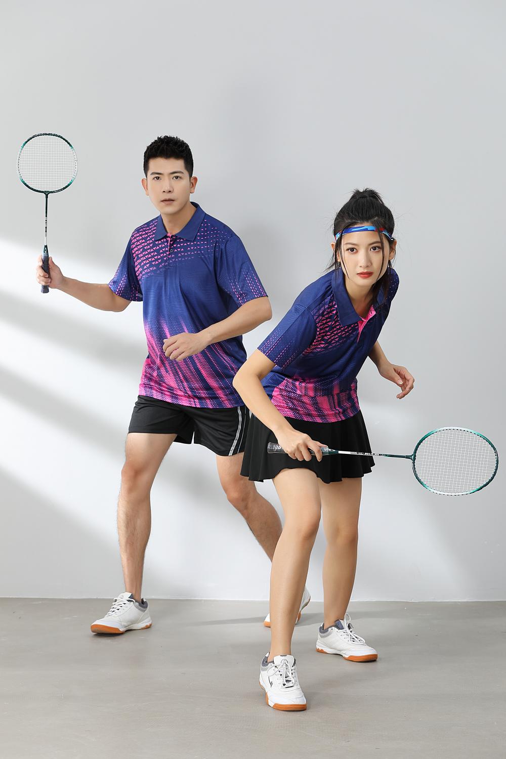 Short-sleeved lapel breathable quick-drying badminton suit 120-1897 adult version