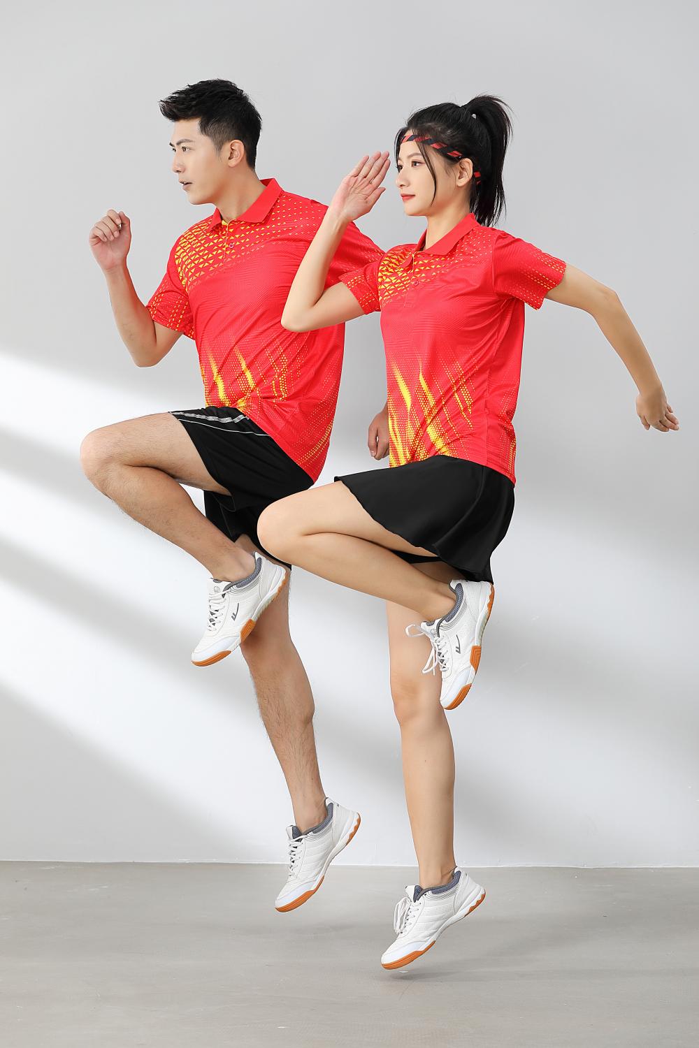 Short-sleeved lapel breathable quick-drying badminton suit 120-1897 adult version