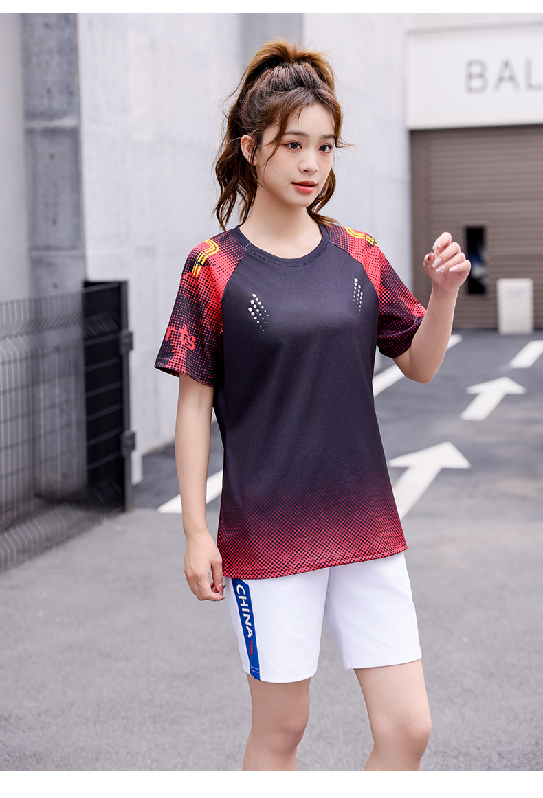 Summer men and women sportswear breathable T-shirt short set KE4-T666