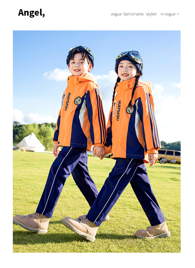 Polar fleece liner outdoor windproof jacket for children 215-9105 three-piece set (with label)