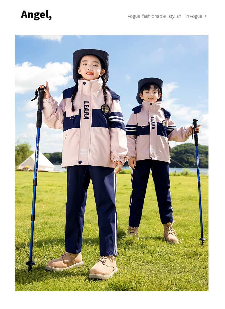 Campus style autumn and winter warm outdoor jacket for children 215-9118 two-piece set (with label)