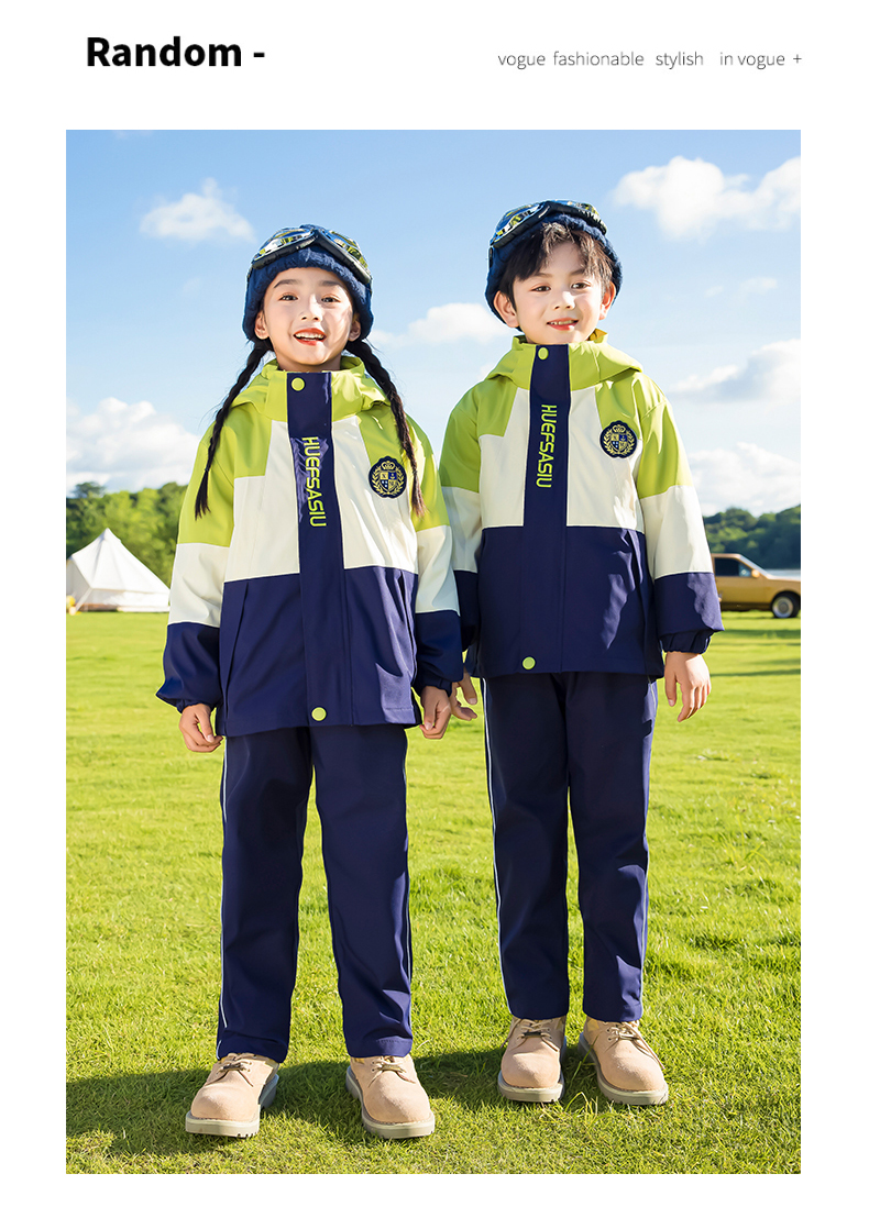 Campus style warm jacket three-in-one children style 215-9135 three-piece set (with label)