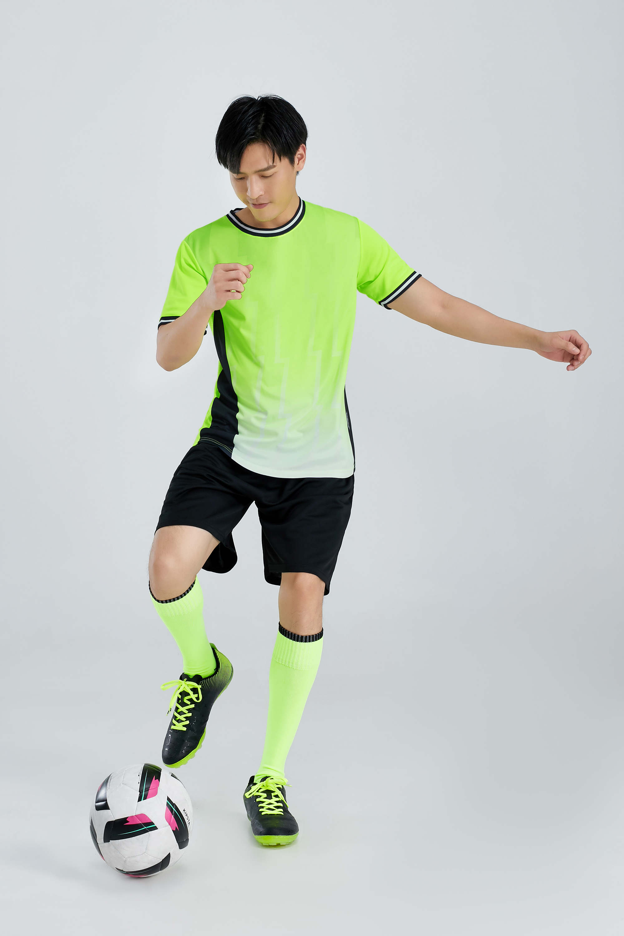 Gradient striped collar football training suit for adults GR4-D8863