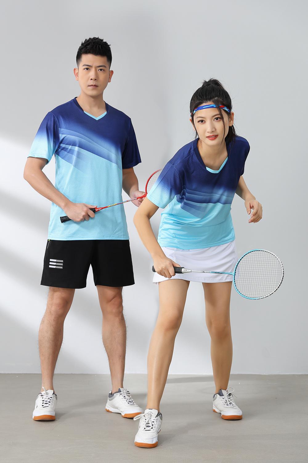 Sports quick-drying short-sleeved V-neck training suit badminton suit 120-1896 adult style